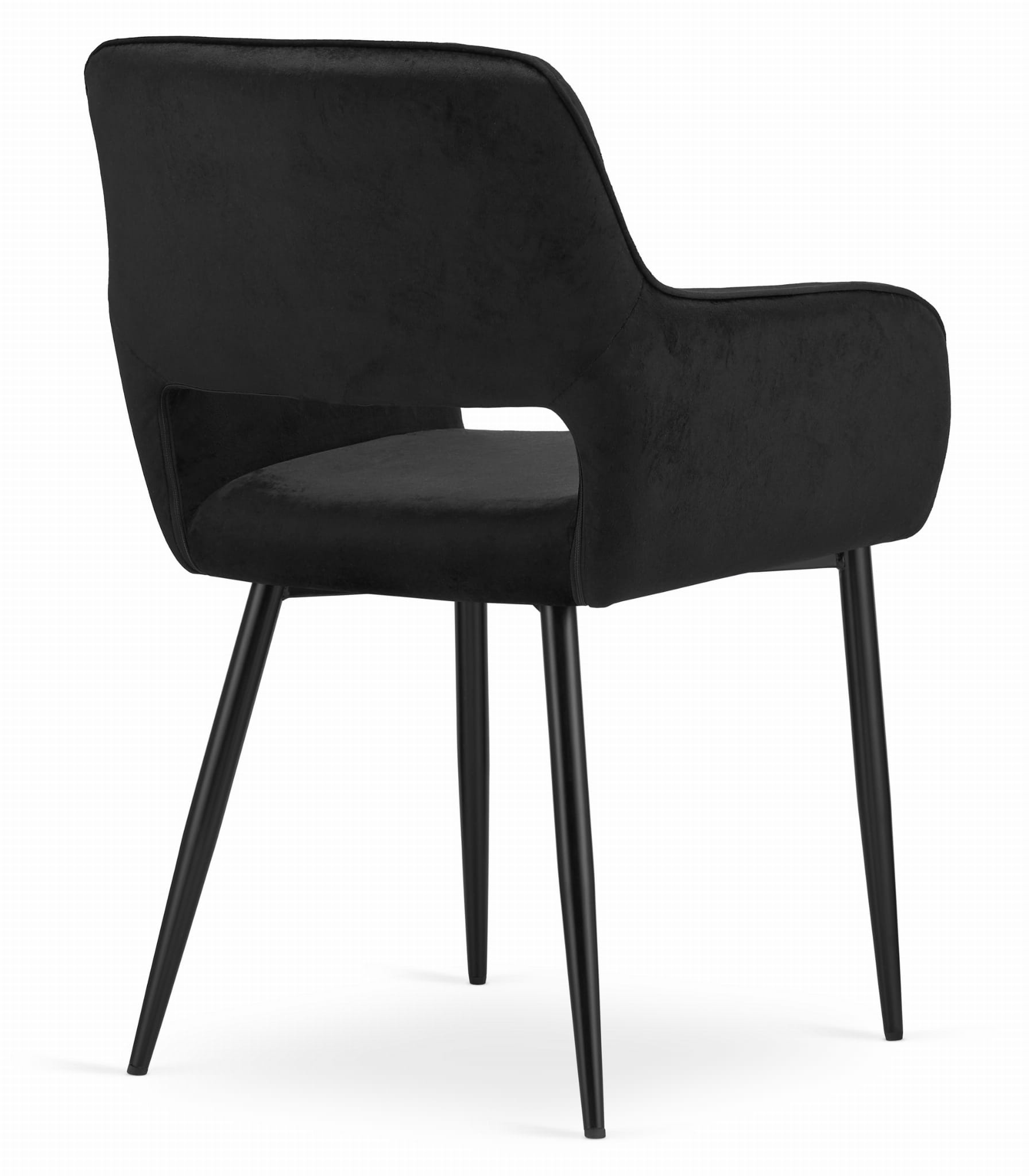 Velvet eetkamerstoel AMALFI - met armleuning - zwart