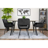 Velvet eetkamerstoel AMALFI - met armleuning - zwart