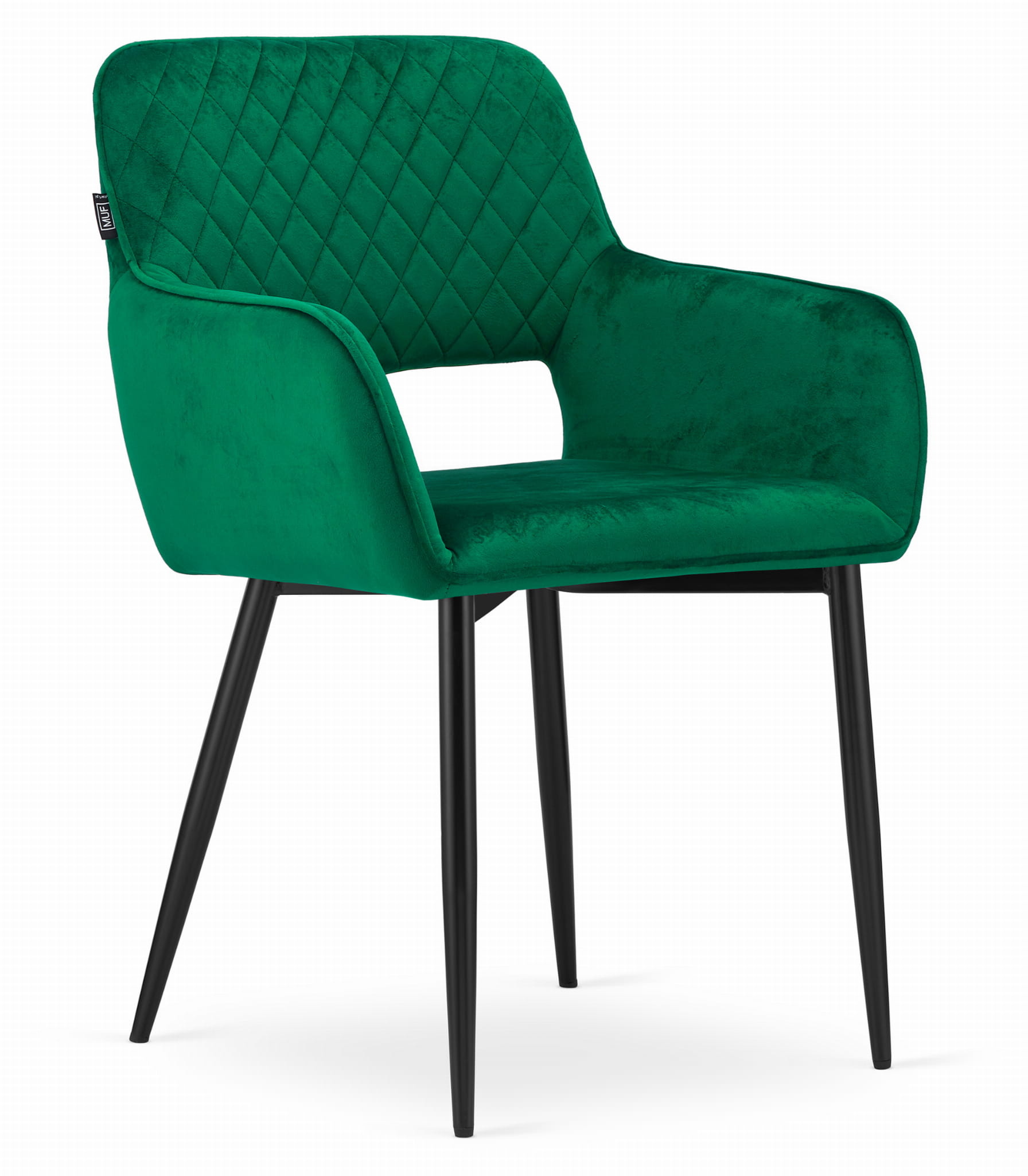 Velvet eetkamerstoel AMALFI - met armleuning - groen