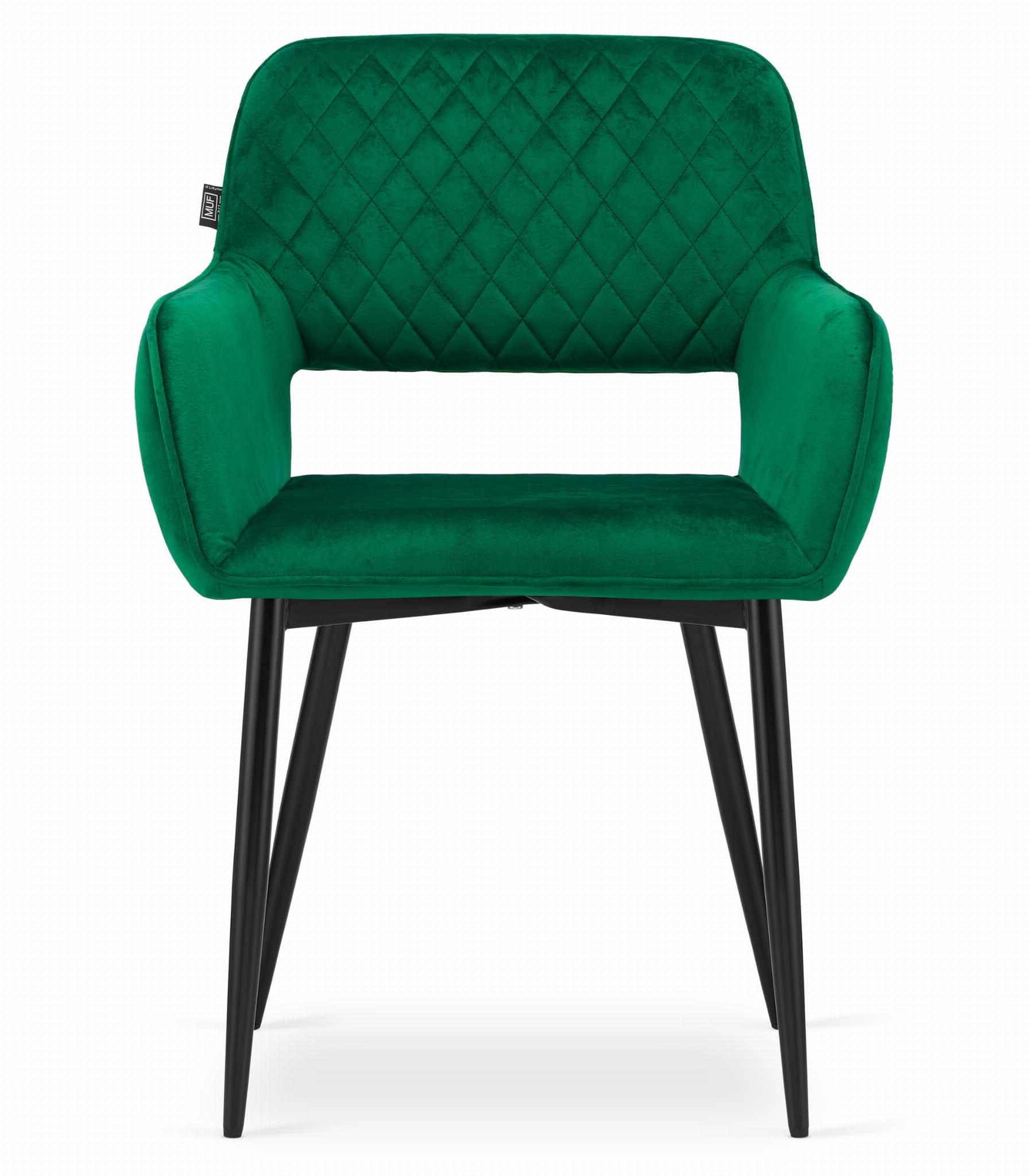 Velvet eetkamerstoel AMALFI - met armleuning - groen