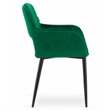 Velvet eetkamerstoel AMALFI - met armleuning - groen