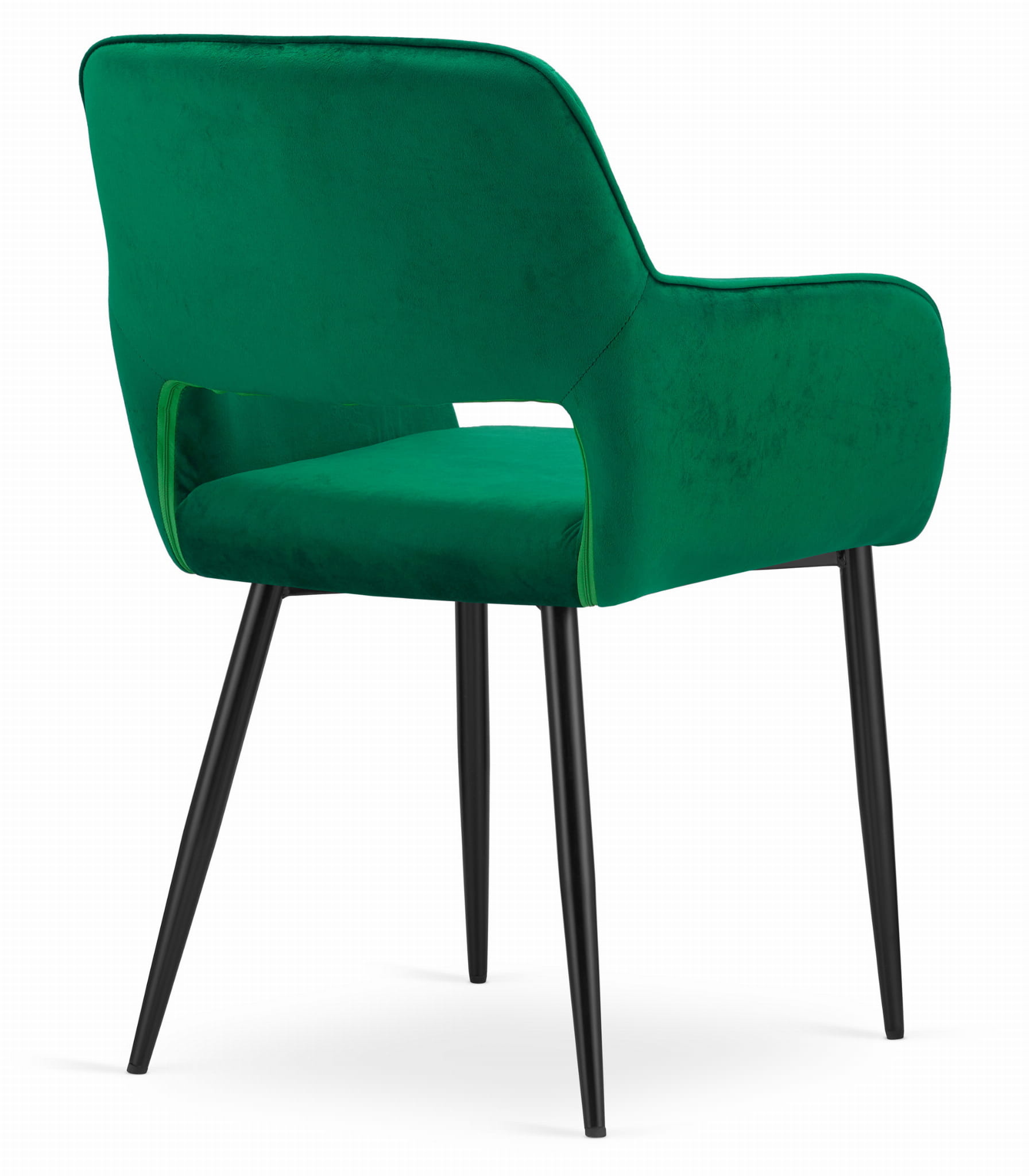 Velvet eetkamerstoel AMALFI - met armleuning - groen