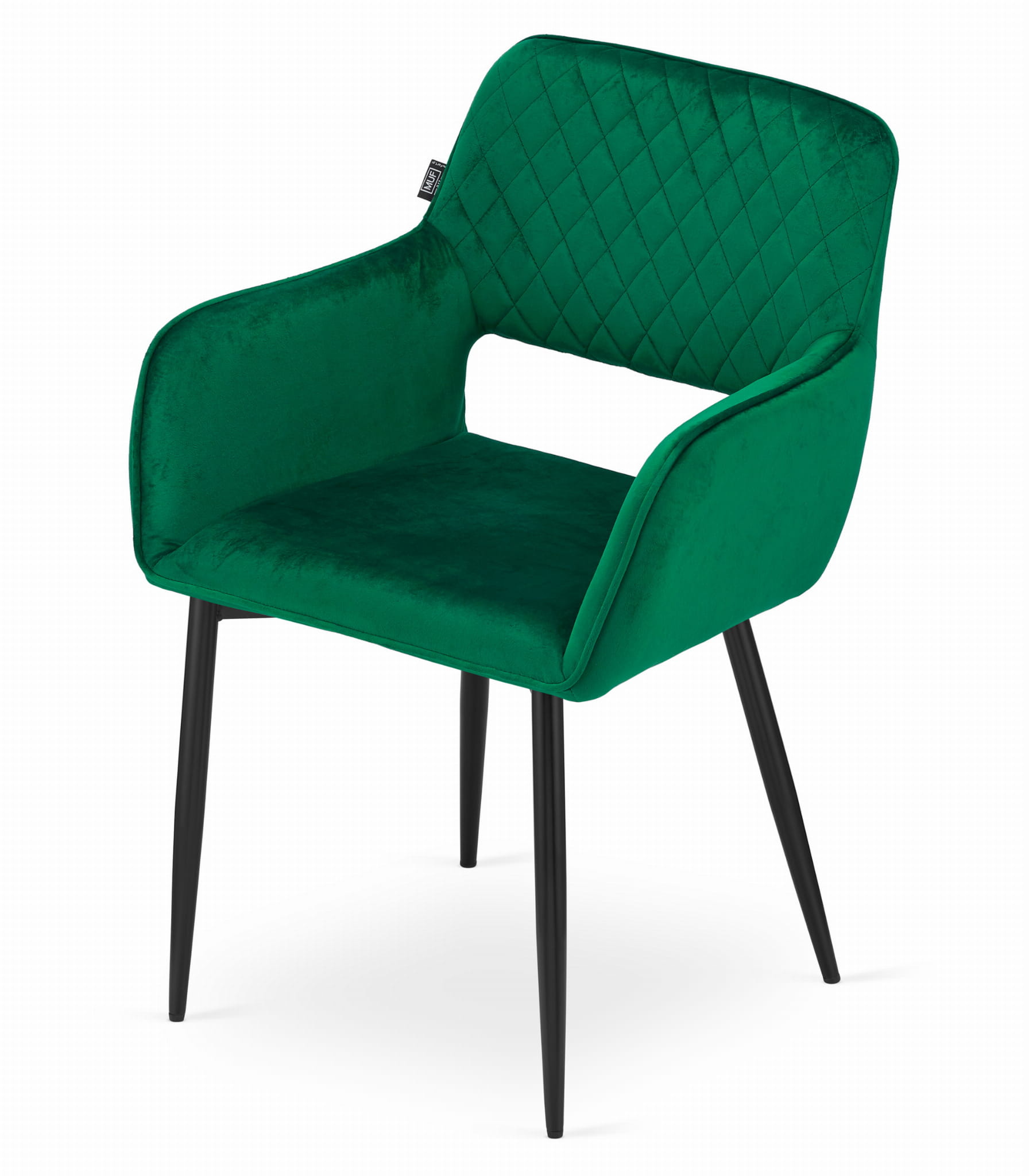 Velvet eetkamerstoel AMALFI - met armleuning - groen