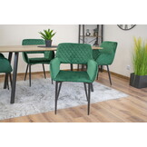 Velvet eetkamerstoel AMALFI - met armleuning - groen