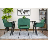 Velvet eetkamerstoel AMALFI - met armleuning - groen