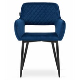 Velvet eetkamerstoel AMALFI - met armleuning - blauw