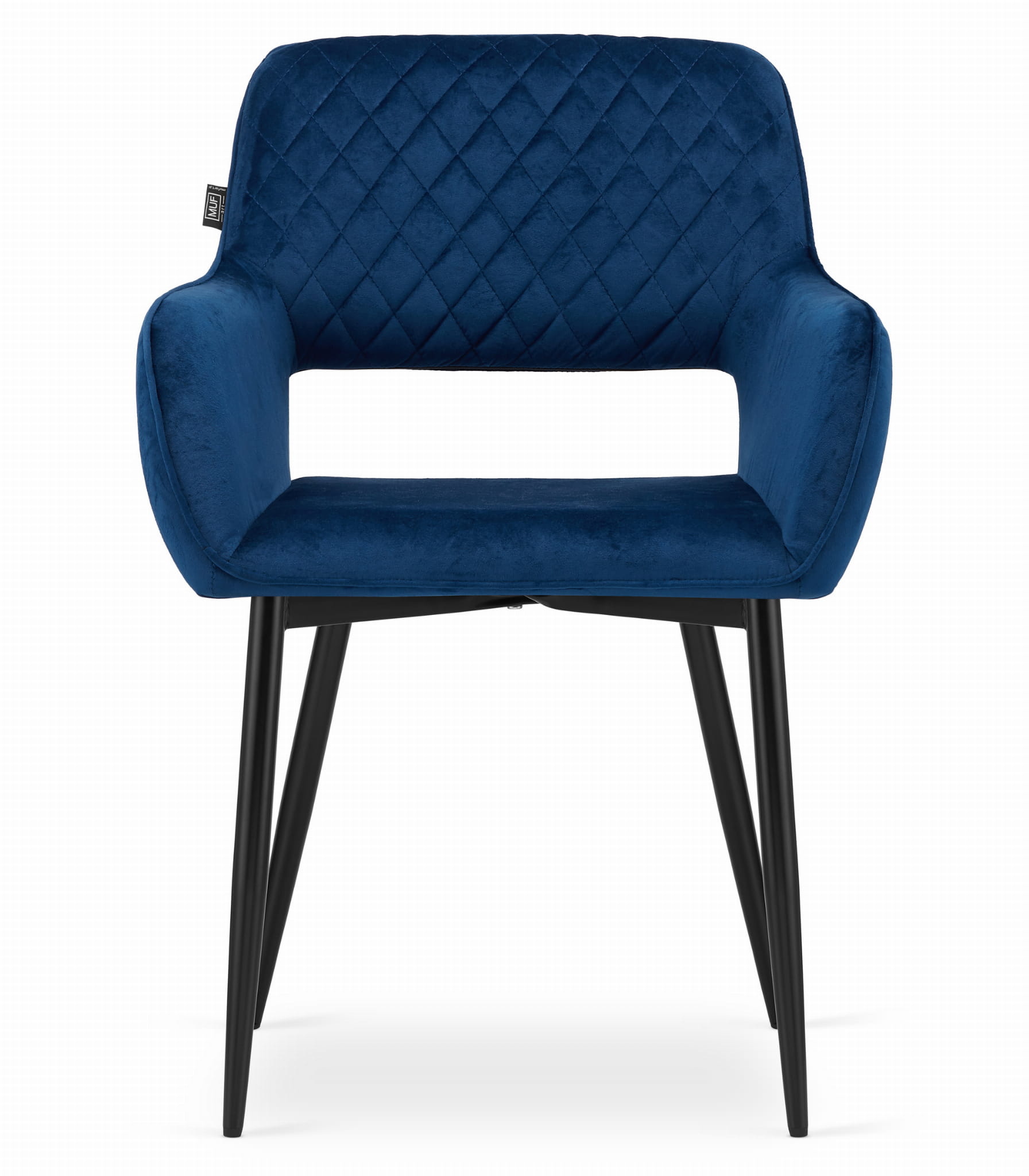 Velvet eetkamerstoel AMALFI - met armleuning - blauw