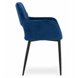Velvet eetkamerstoel AMALFI - met armleuning - blauw