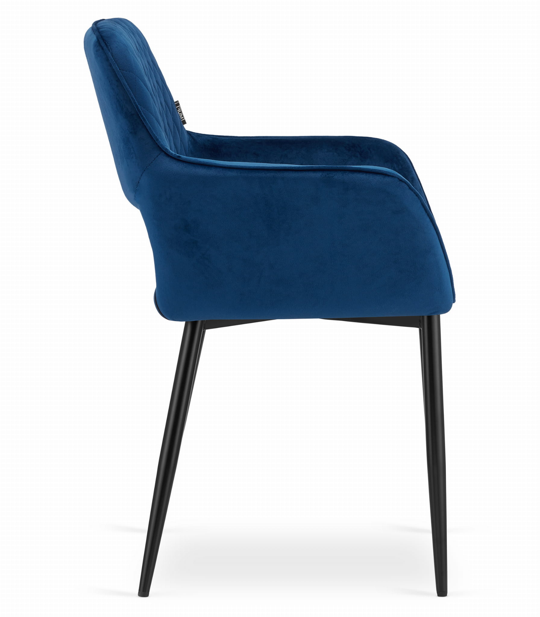 Velvet eetkamerstoel AMALFI - met armleuning - blauw