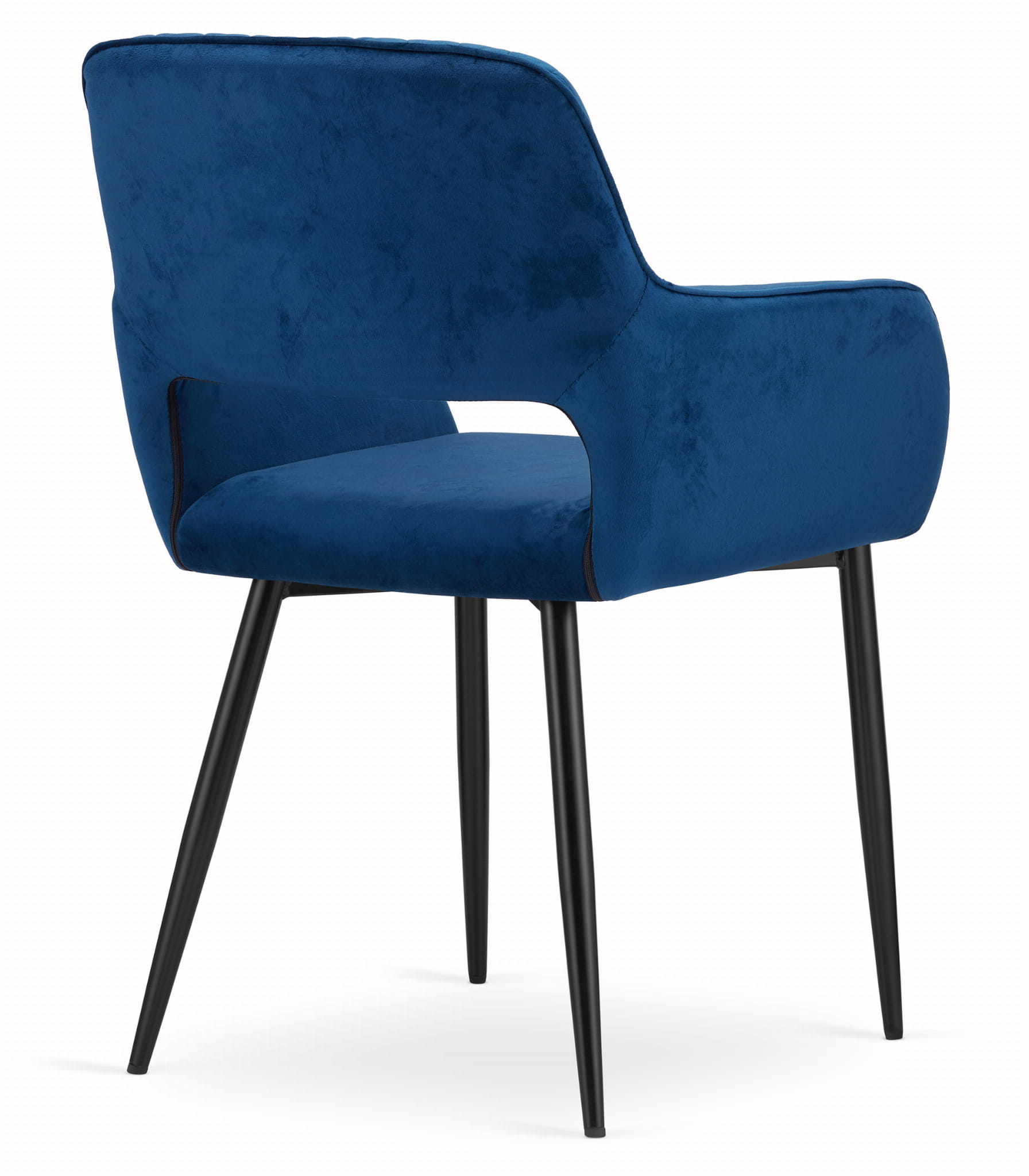 Velvet eetkamerstoel AMALFI - met armleuning - blauw