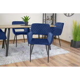 Velvet eetkamerstoel AMALFI - met armleuning - blauw