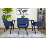 Velvet eetkamerstoel AMALFI - met armleuning - blauw