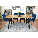 Velvet eetkamerstoel KARA - 44,5x50,5x87cm - marine blauw