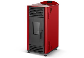 Pelletkachel - 8kW - rood - energielabel A++ - smart