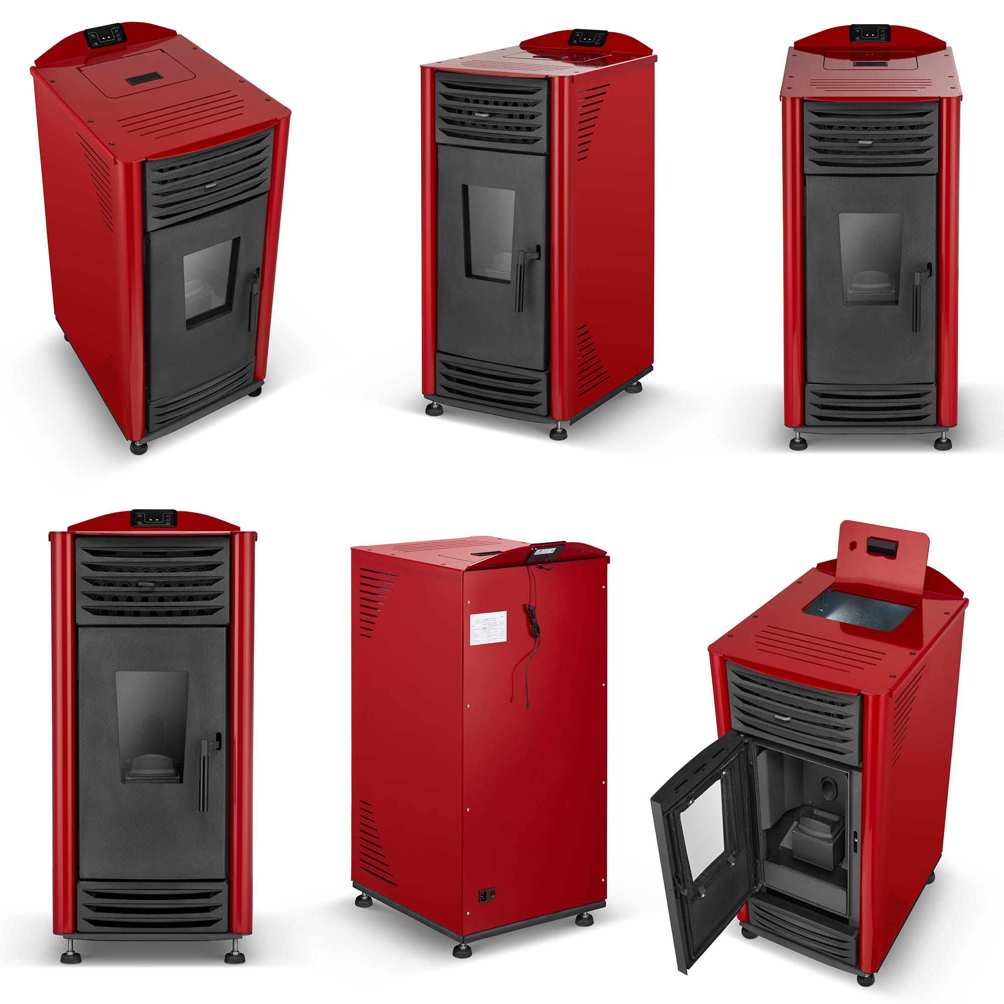Pelletkachel - 8kW - rood - energielabel A++ - smart
