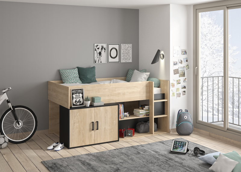 Halfhoogslaper 90 x 200 cm met opbergruimte