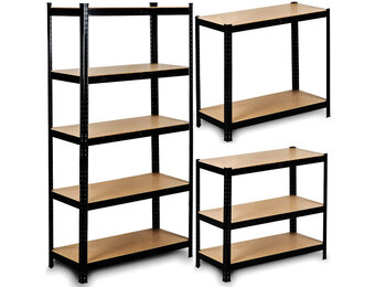 Stellingkast - 75x30x150 cm - verstelbaar - metaal - zwart