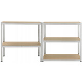 Stellingkast - 180x90x30 cm - metaal - zilver, beuken - 5 planken