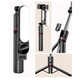 Selfie stick - LED-verlichting - tot 111cm - zwart, zilver