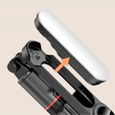 Selfie stick - LED-verlichting - tot 111cm - zwart, zilver