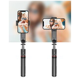 Selfie stick - LED-verlichting - tot 111cm - zwart, zilver