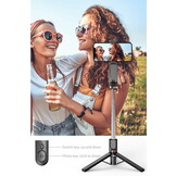 Selfie stick - LED-verlichting - tot 111cm - zwart, zilver