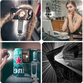 Selfie stick - LED-verlichting - tot 111cm - zwart, zilver