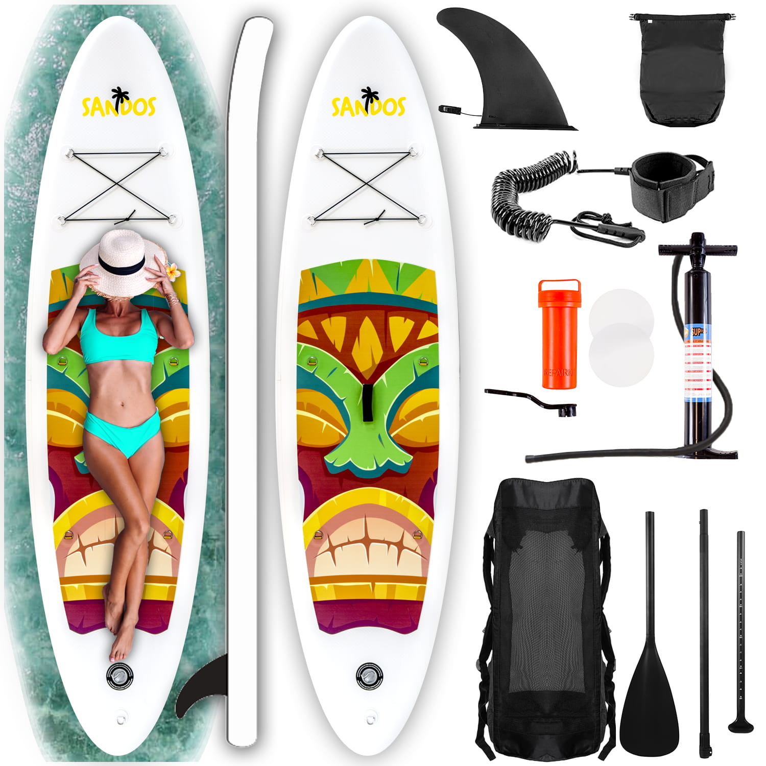 SUP board - 305x76x15 cm - opblaasbaar -  green totem