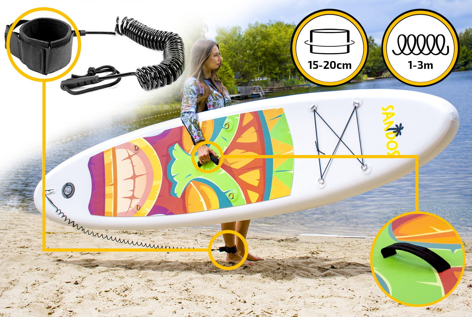 SUP board - 305x76x15 cm - opblaasbaar - green totem