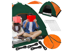 Pop up tent - 200x200x130cm - met klamboe - oranje, groen