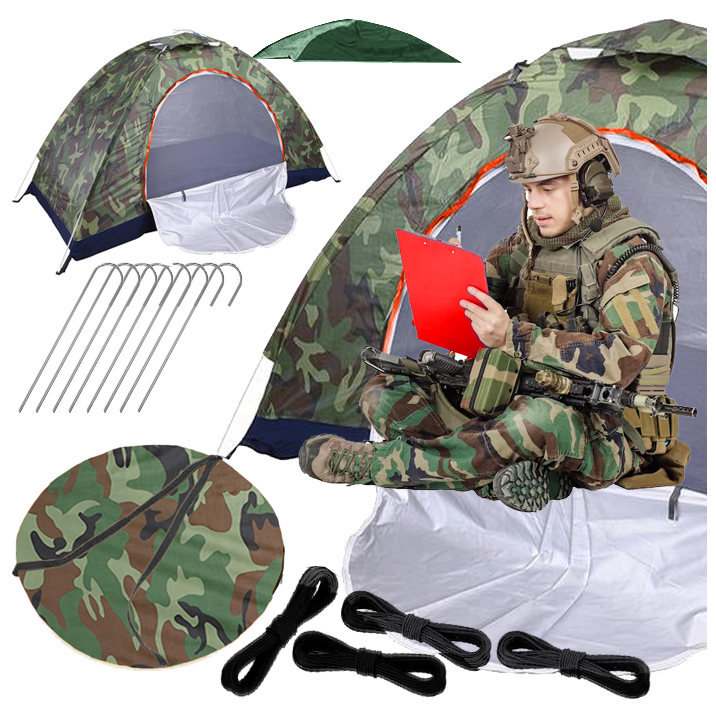Pop up tent - 200x200x130cm - met klamboe - camouflag﻿e