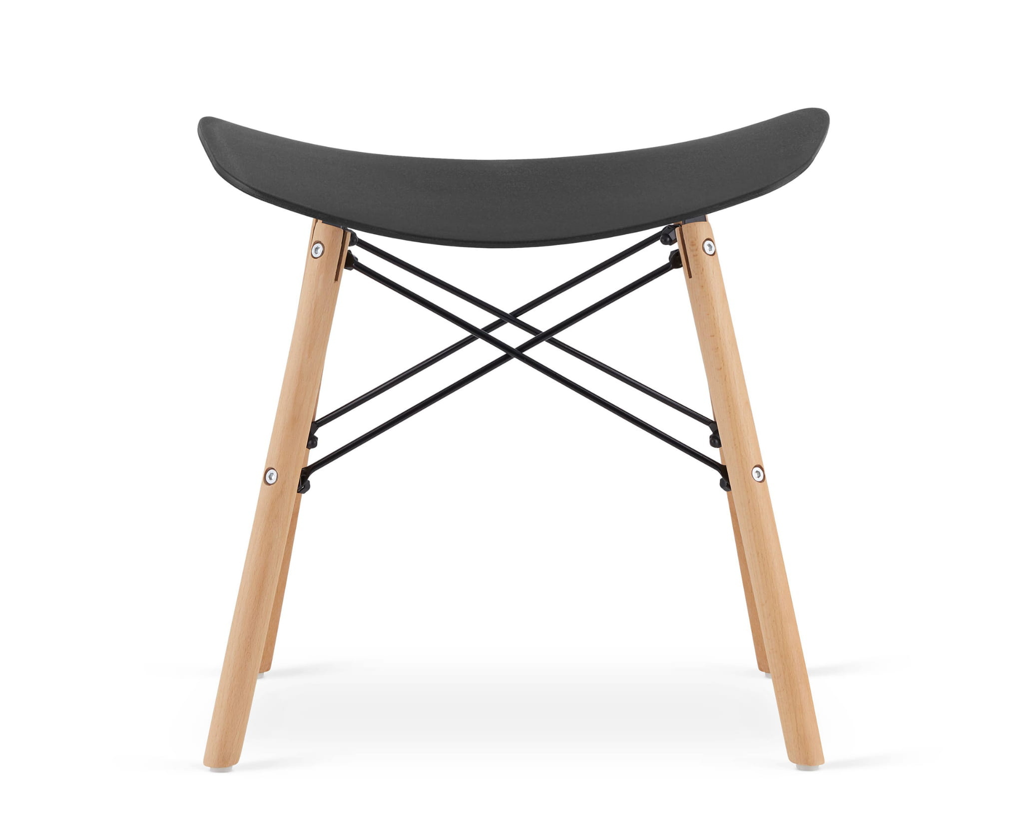 Kruk KORFU - 47,5x36x46,5cm - zwart - beuken poten