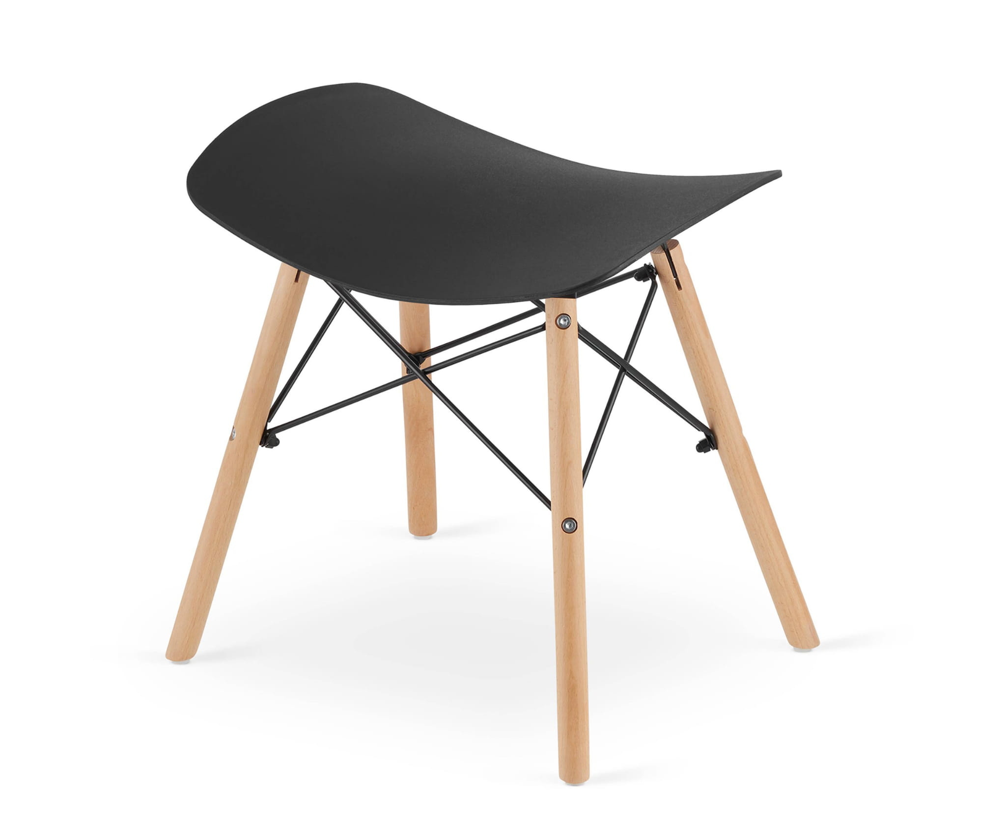 Kruk KORFU - 47,5x36x46,5cm - zwart - beuken poten