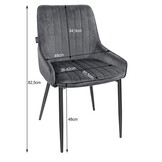 Velvet eetkamerstoel MONZA - 49x58x82,5cm - zwart