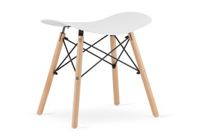 Kruk KORFU - 47,5x36x46,5cm - wit - beuken poten