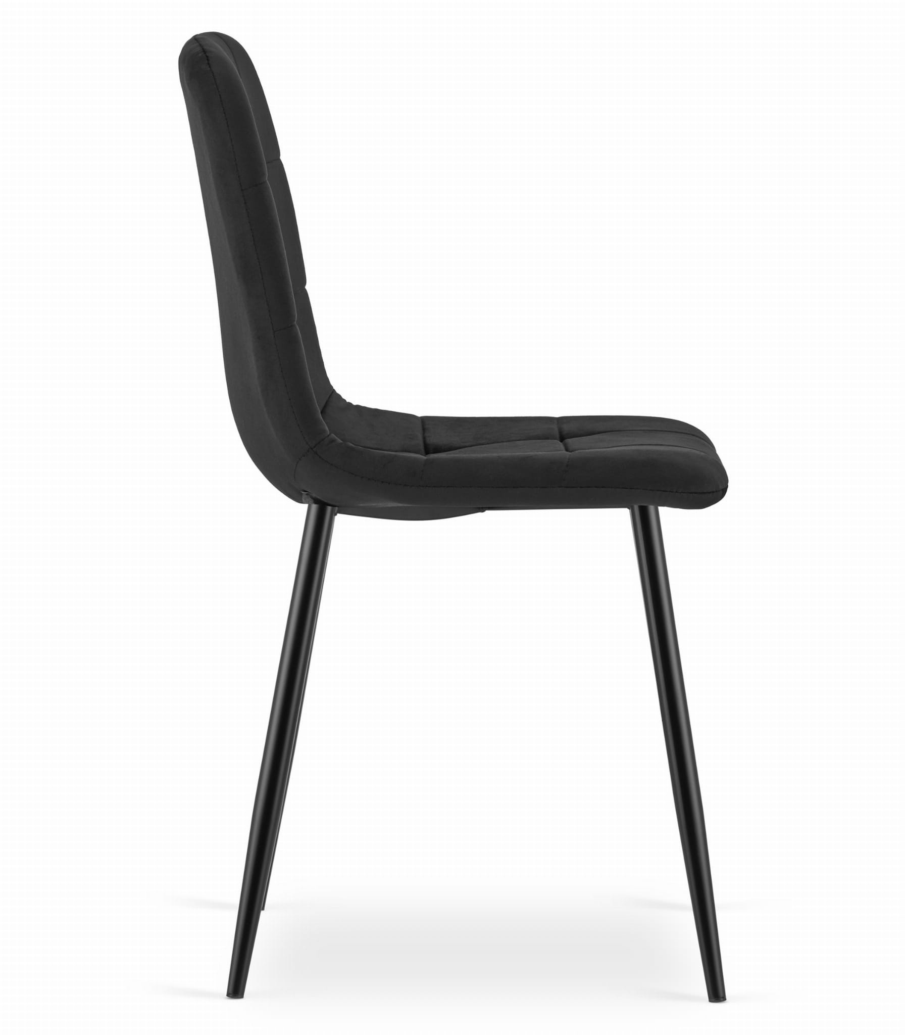 Velvet eetkamerstoel KARA - 44,5x50,5x87cm - zwart