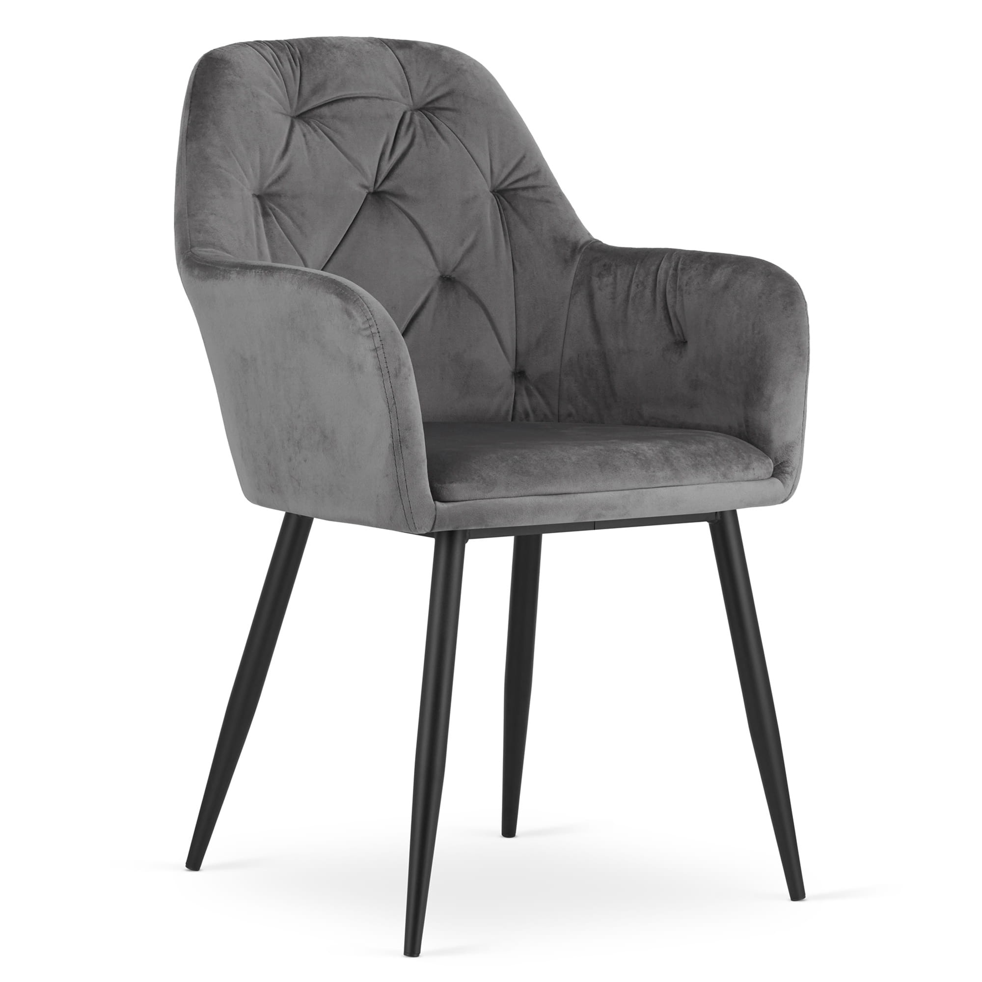 Velvet eetkamerstoel DAKAR - 56x56x86,5cm - donkergrijs