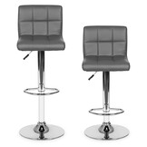 Barkruk met rugleuning - 37x32x108cm - eco-leer - grijs