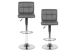 Barkruk met rugleuning - 37x32x108cm - eco-leer - grijs