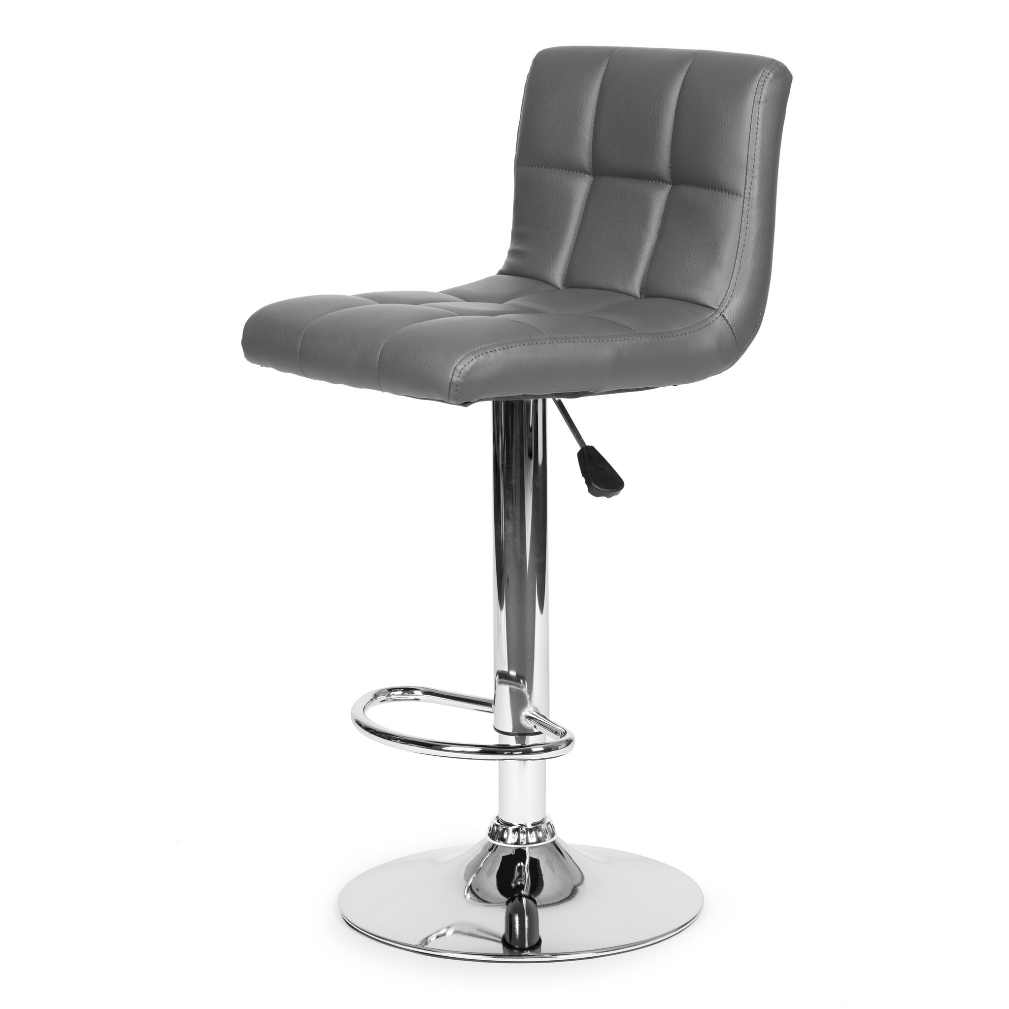 Barkruk met rugleuning - 37x32x108cm - eco-leer - grijs