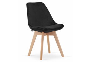 Velvet eetkamerstoel NORI - 48,5x54x84cm - zwart, beuken