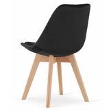 Velvet eetkamerstoel NORI - 48,5x54x84cm - zwart, beuken