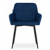 Velvet eetkamerstoel NOLA - met armleuning - marine blauw