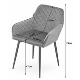 Velvet eetkamerstoel NOLA - met armleuning - marine blauw