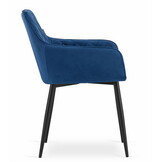 Velvet eetkamerstoel NOLA - met armleuning - marine blauw