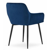 Velvet eetkamerstoel NOLA - met armleuning - marine blauw