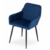 Velvet eetkamerstoel NOLA - met armleuning - marine blauw