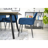 Velvet eetkamerstoel NOLA - met armleuning - marine blauw