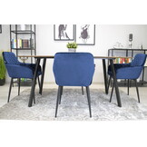 Velvet eetkamerstoel NOLA - met armleuning - marine blauw