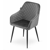 Velvet eetkamerstoel NUGAT - met armleuning - grijs